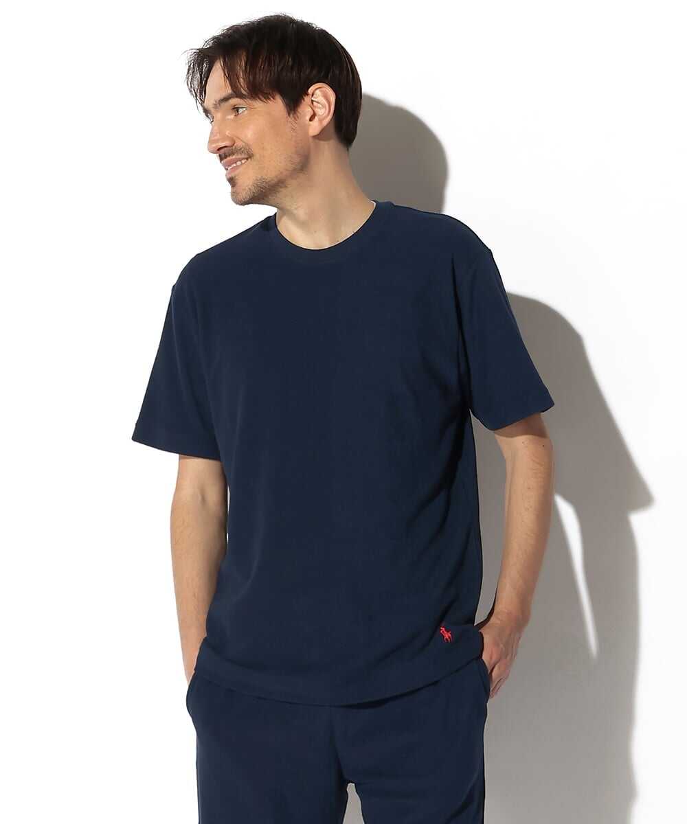 ロゴ刺繍パイル地Tシャツ