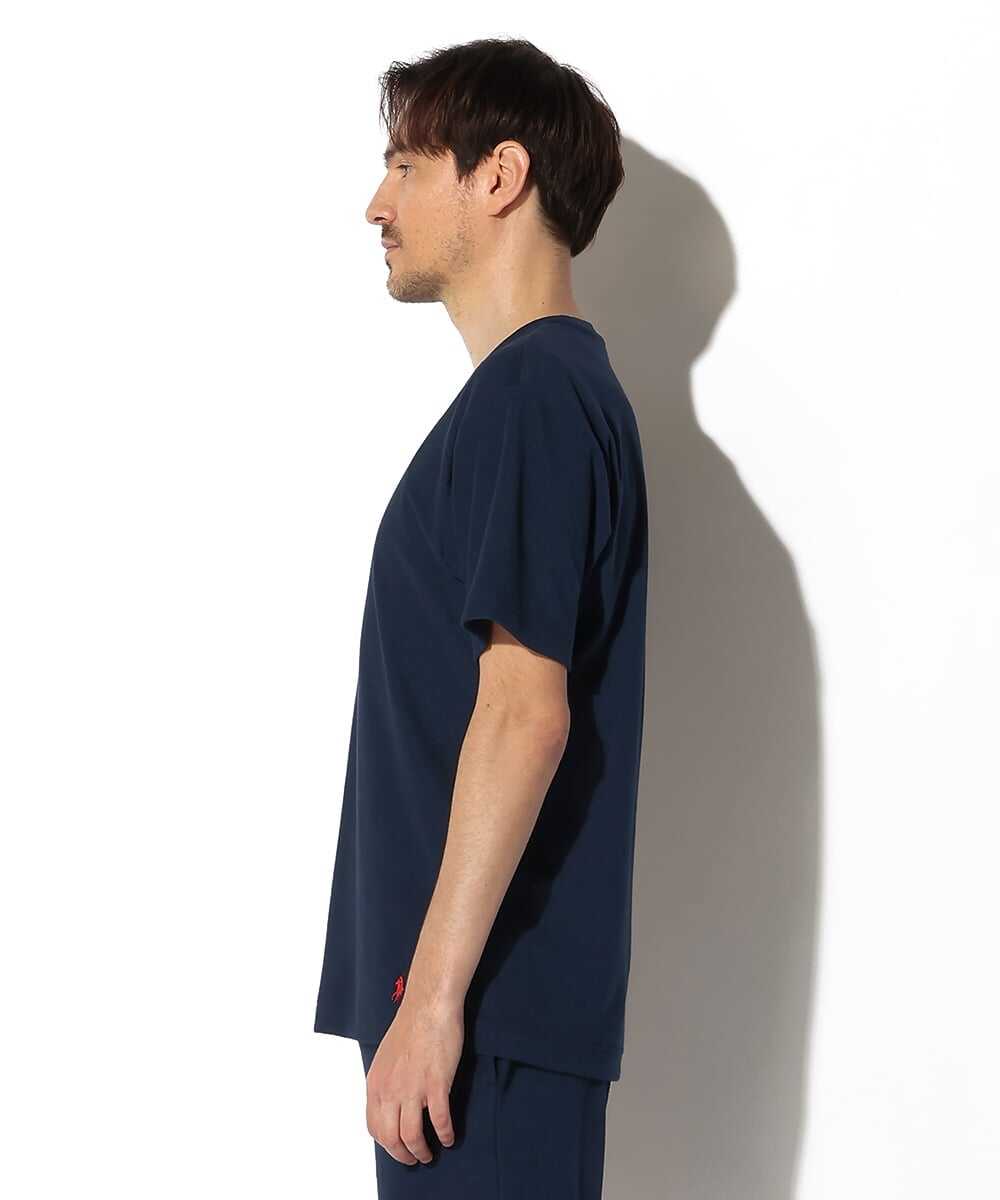 ロゴ刺繍パイル地Tシャツ