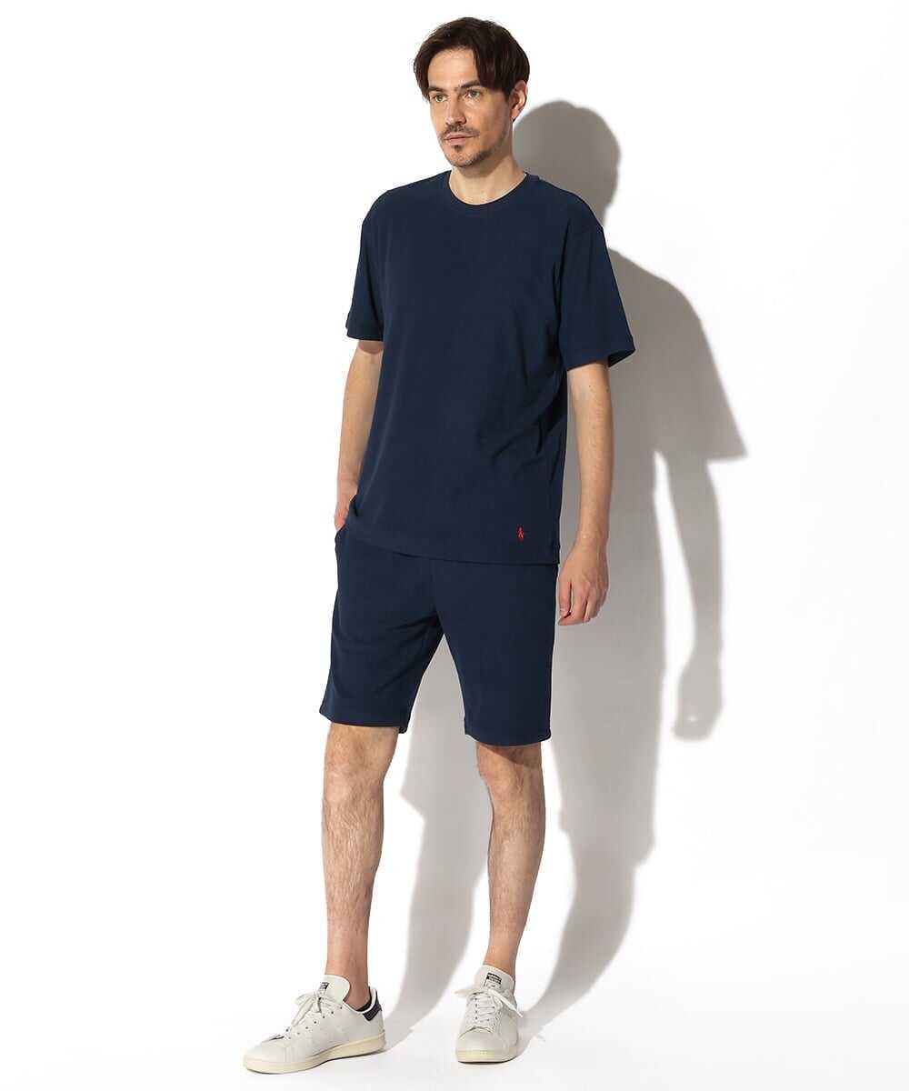 ロゴ刺繍パイル地Tシャツ