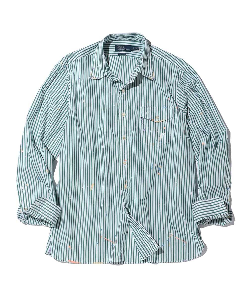 ペイント加工 ストライプシャツ