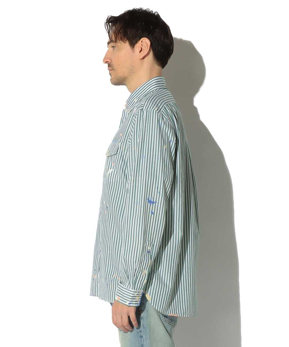 ペイント加工 ストライプシャツ
