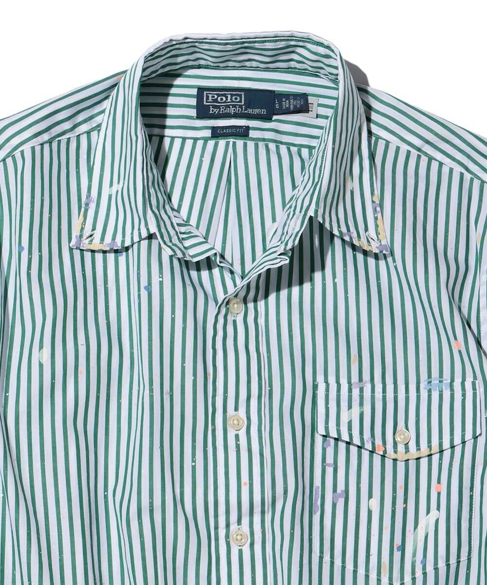 ペイント加工 ストライプシャツ