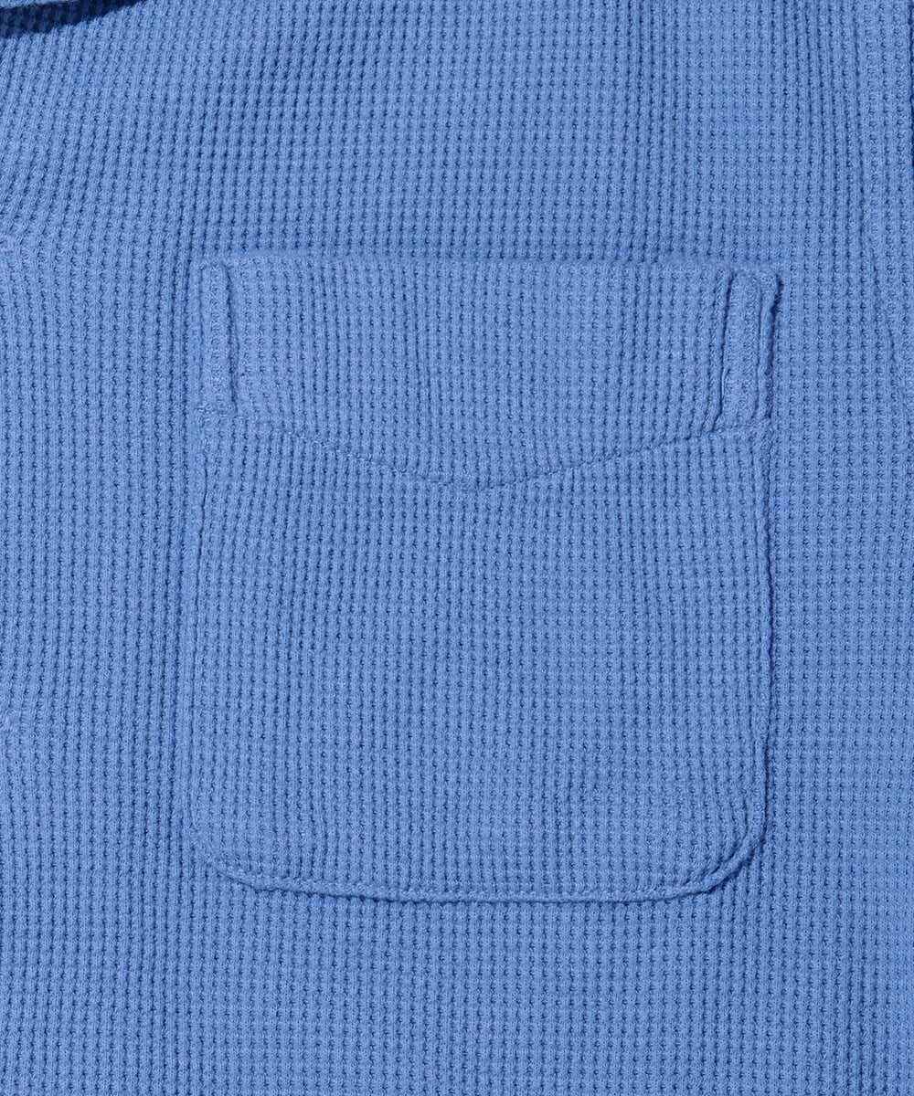 コットンリネン ワッフルオープンカラーシャツ