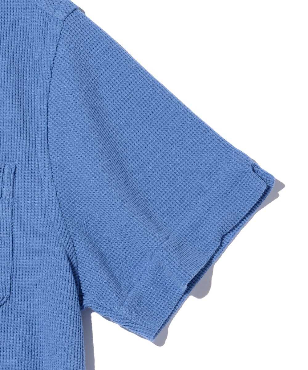 コットンリネン ワッフルオープンカラーシャツ