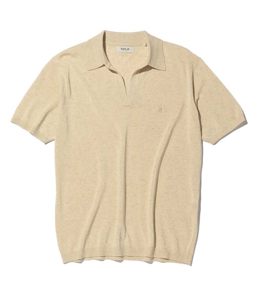 リネンブレンド スキッパーニットTシャツ