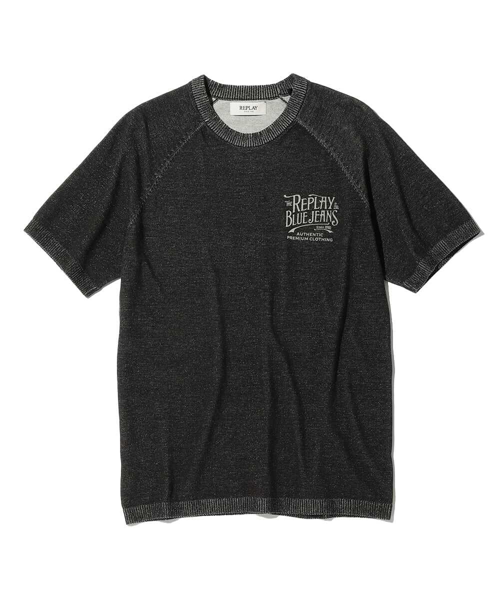 ブラックデニム 半袖セーター