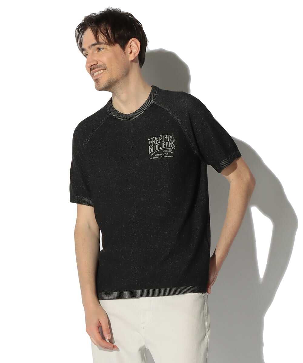 ブラックデニム 半袖セーター