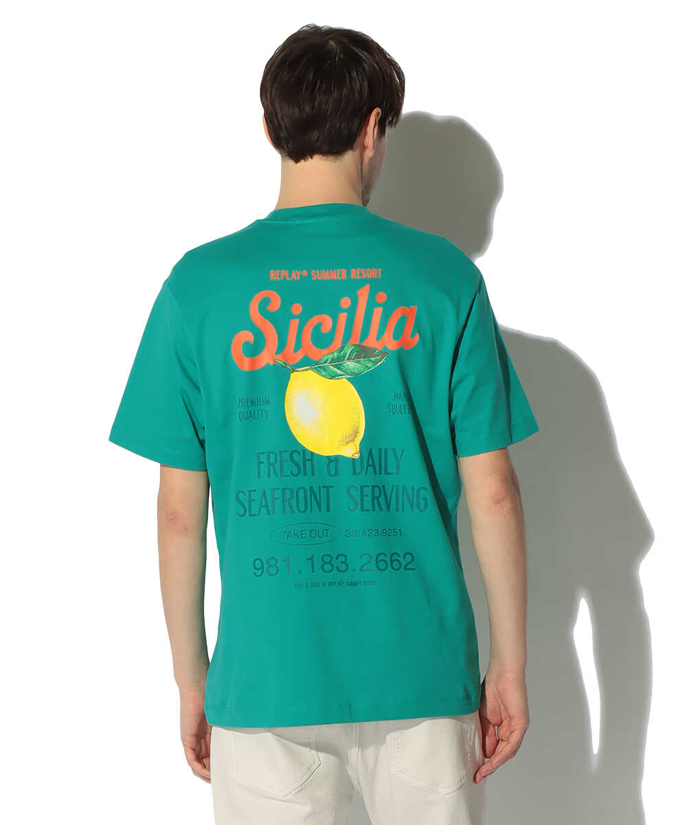 ヘビーコットンジャージ シチリアプリントTシャツ