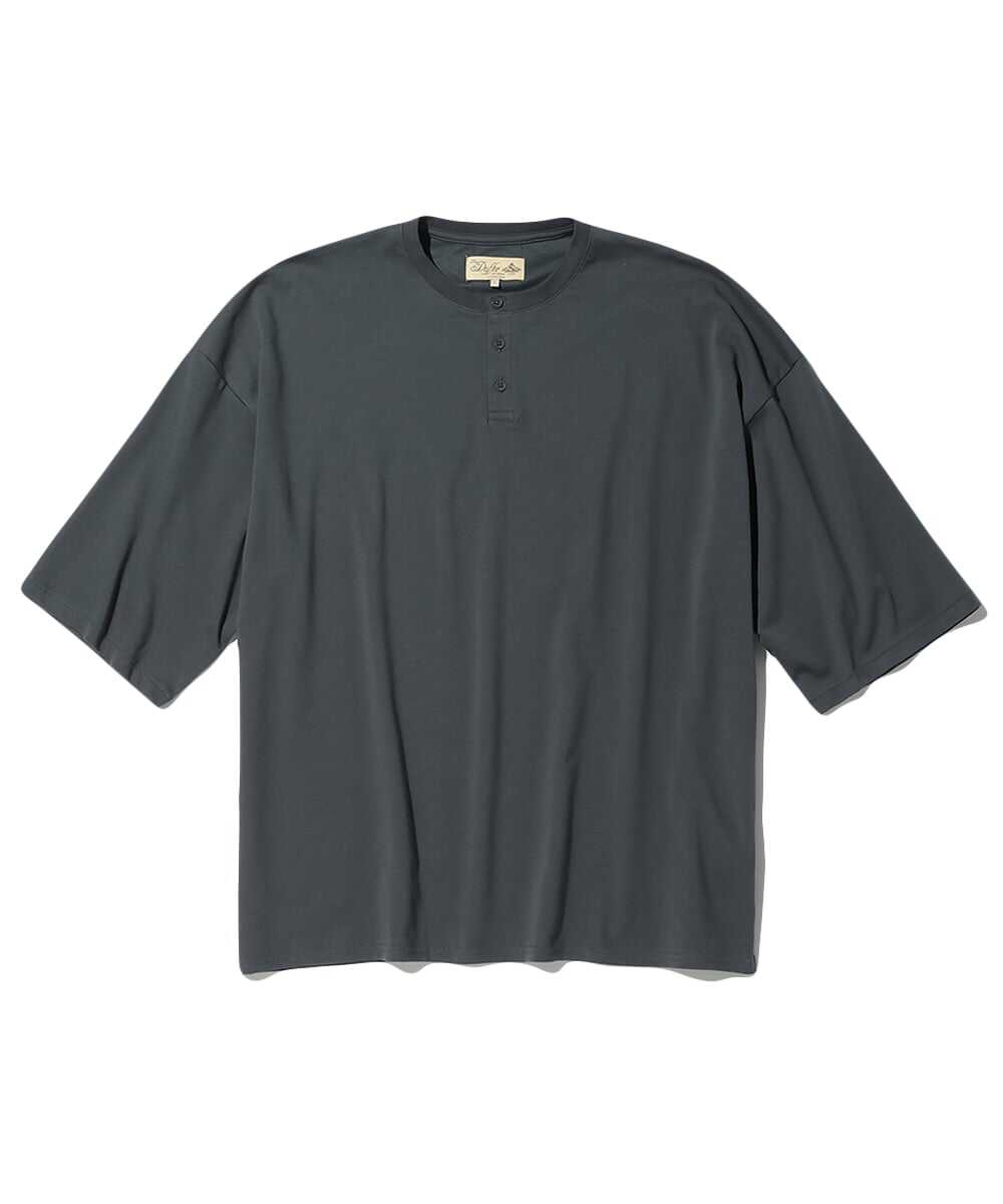 2層構造 吸水速乾クールマックス オーバーサイズ リラックス ヘンリーTシャツ