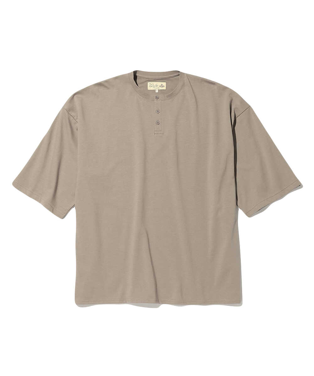 2層構造 吸水速乾クールマックス オーバーサイズ リラックス ヘンリーTシャツ