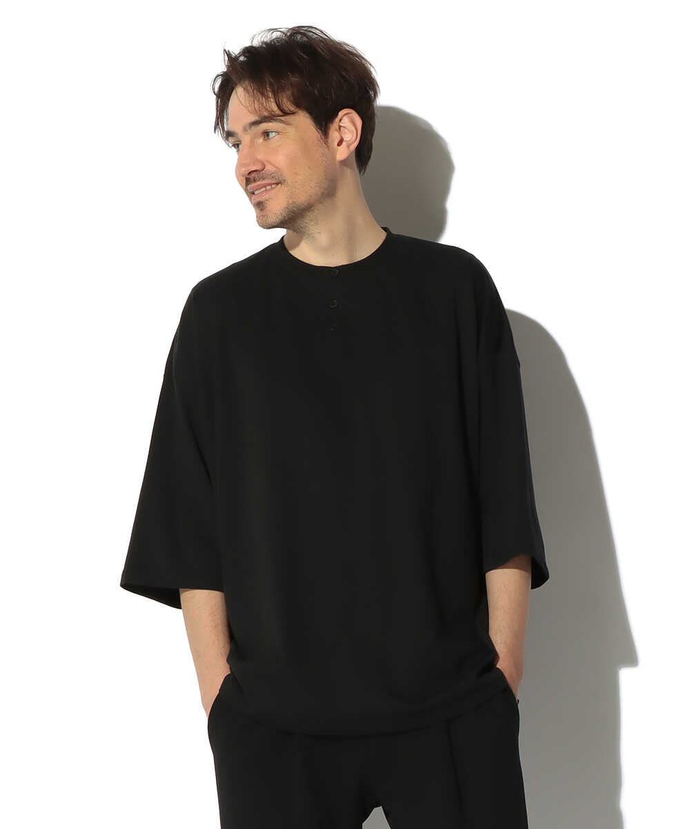 2層構造 吸水速乾クールマックス オーバーサイズ リラックス ヘンリーTシャツ