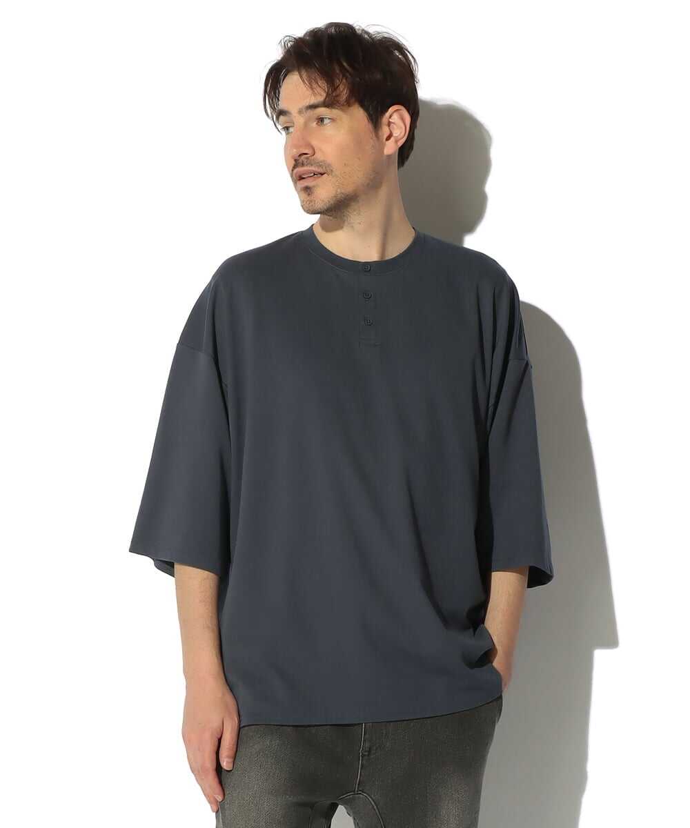 2層構造 吸水速乾クールマックス オーバーサイズ リラックス ヘンリーTシャツ