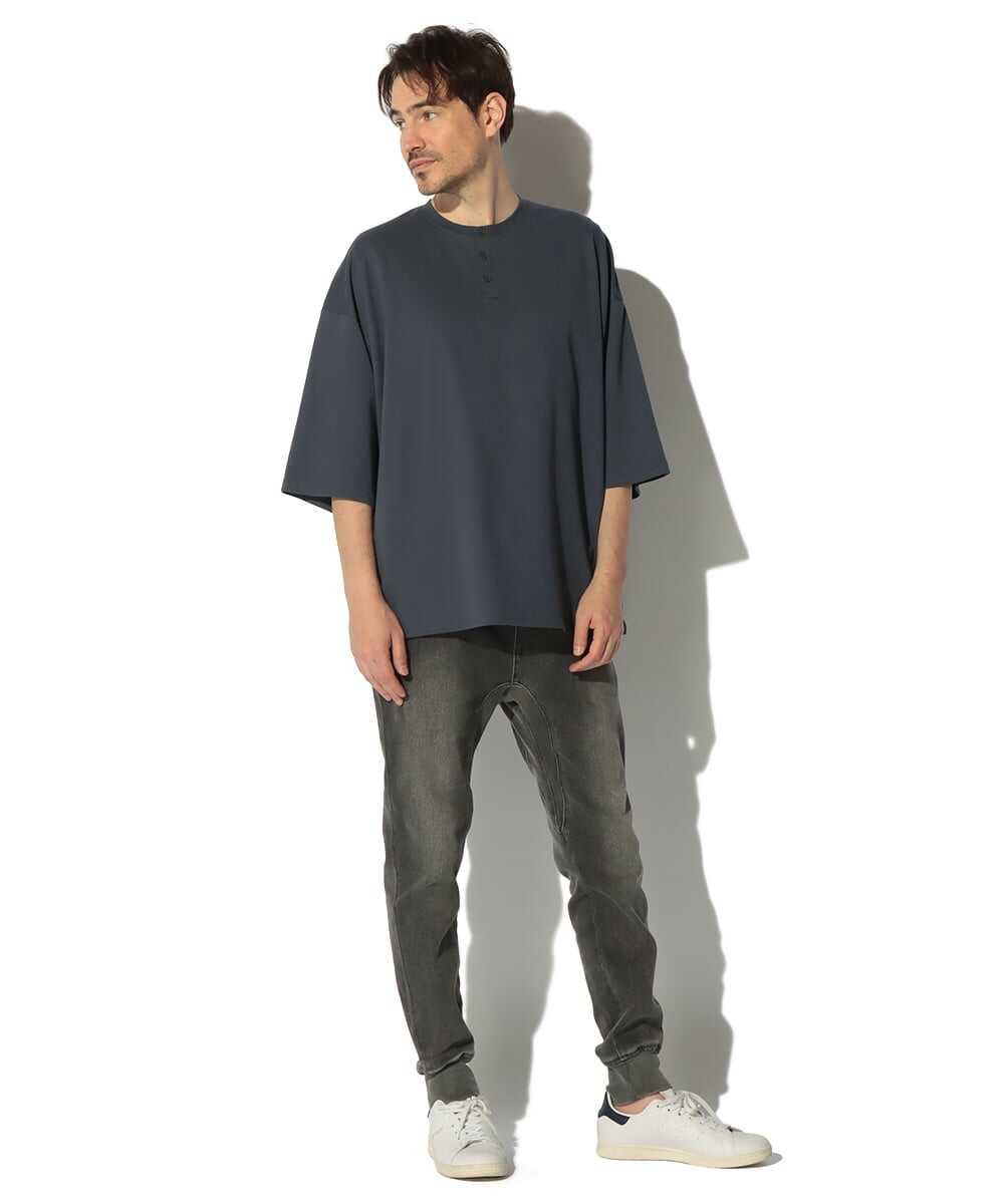 2層構造 吸水速乾クールマックス オーバーサイズ リラックス ヘンリーTシャツ