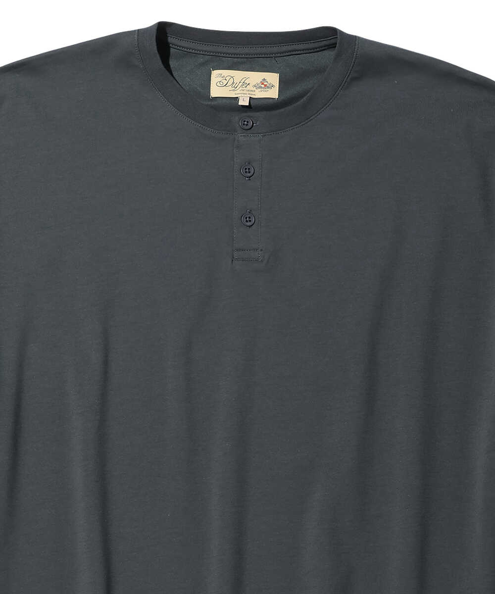 2層構造 吸水速乾クールマックス オーバーサイズ リラックス ヘンリーTシャツ