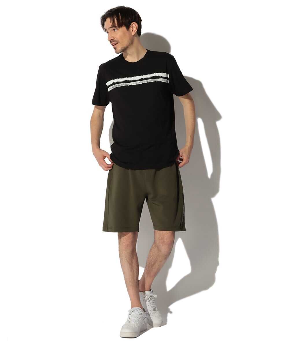 コットンジャージ ストライプ柄 プリントTシャツ