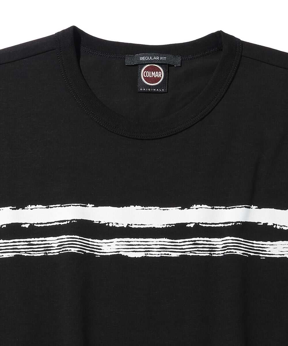 コットンジャージ ストライプ柄 プリントTシャツ