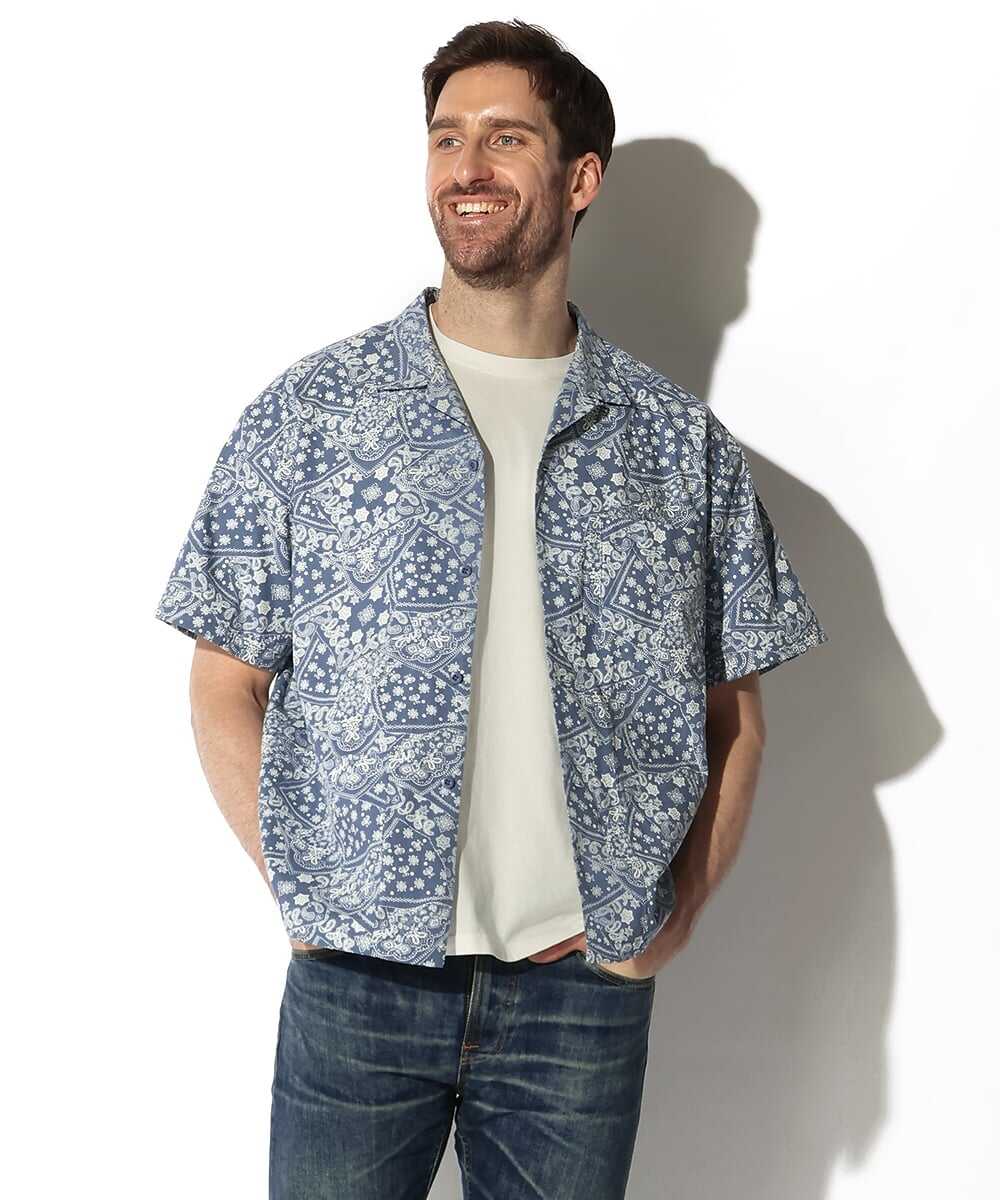 ペイズリー総柄 プリント半袖シャツ