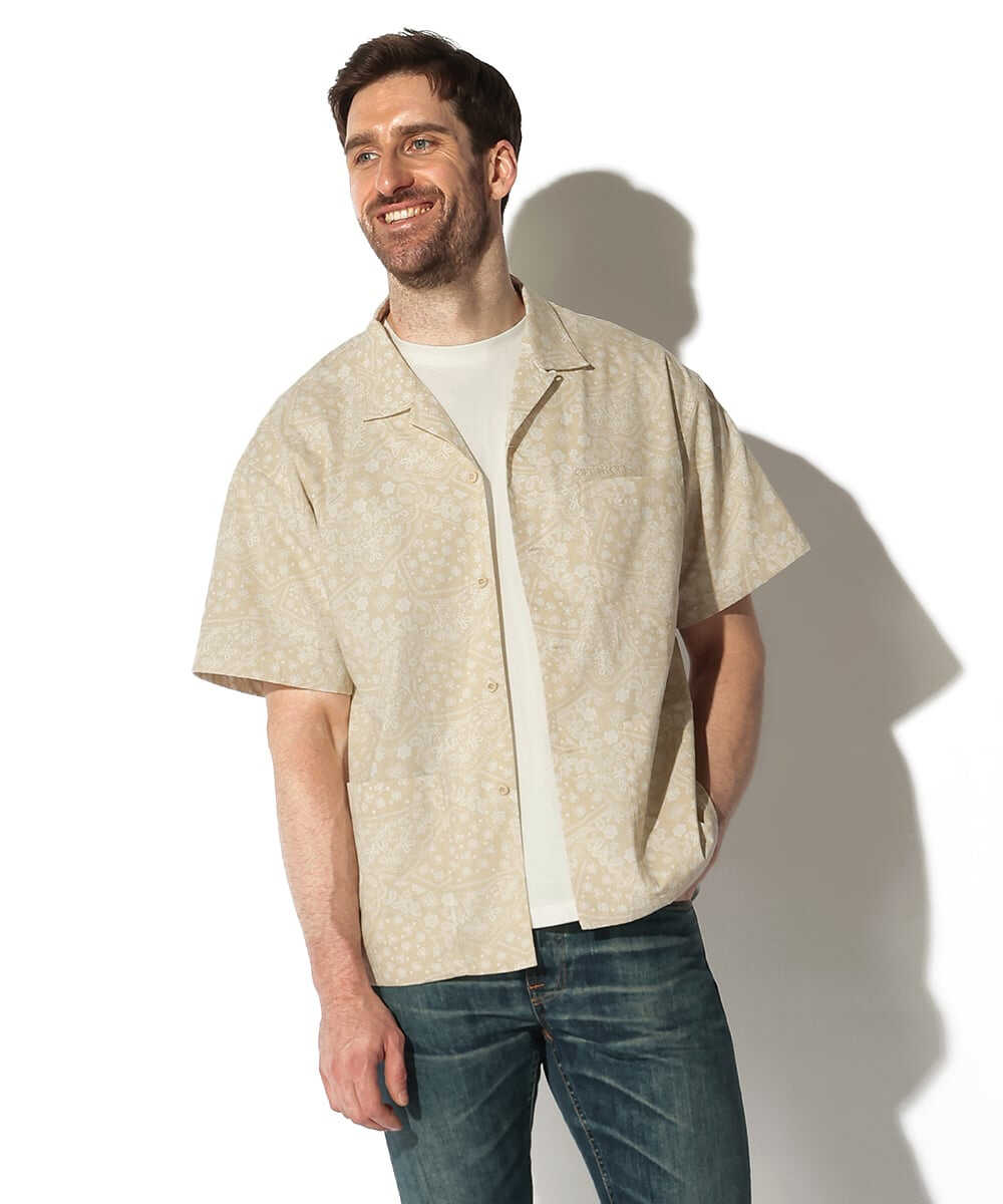 ペイズリー総柄 プリント半袖シャツ