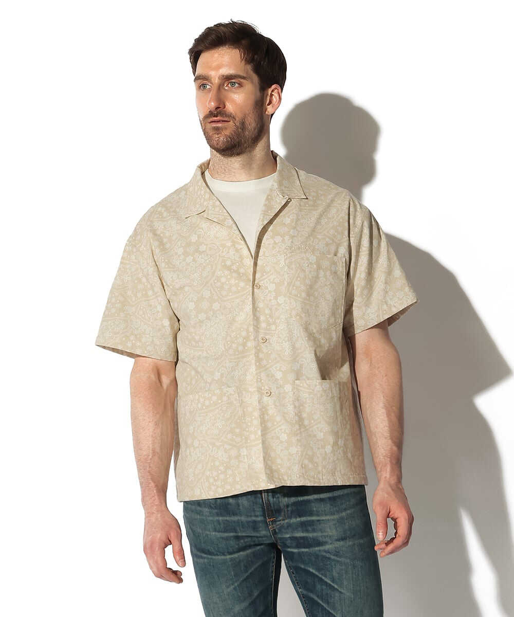 ペイズリー総柄 プリント半袖シャツ