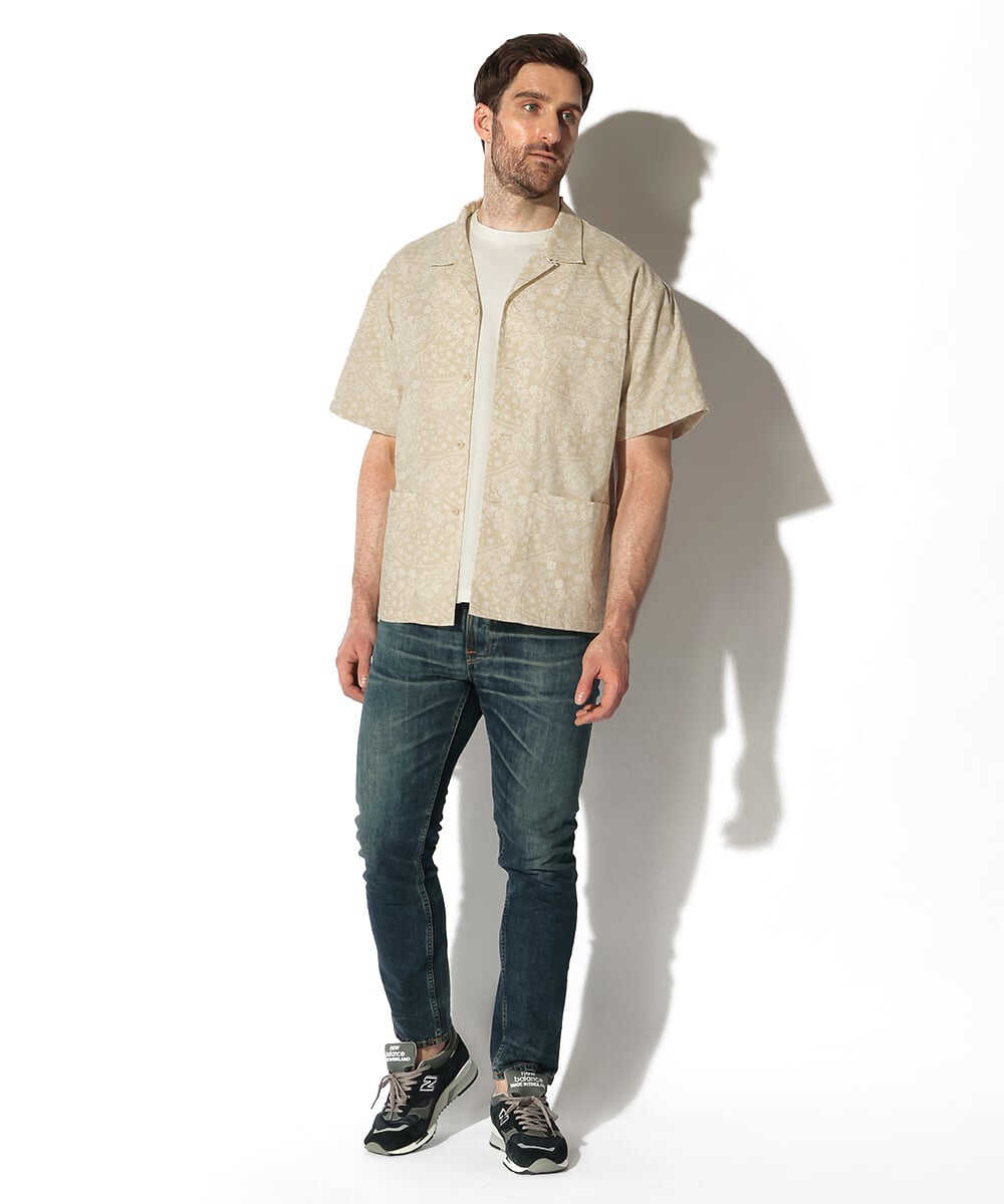 ペイズリー総柄 プリント半袖シャツ