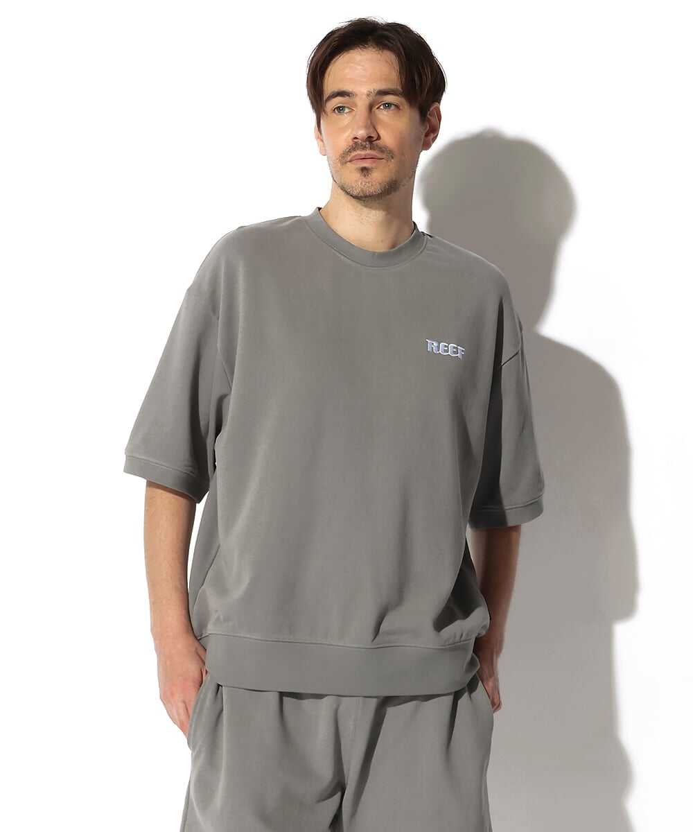 ロゴ刺繍 スウェット半袖Tシャツ