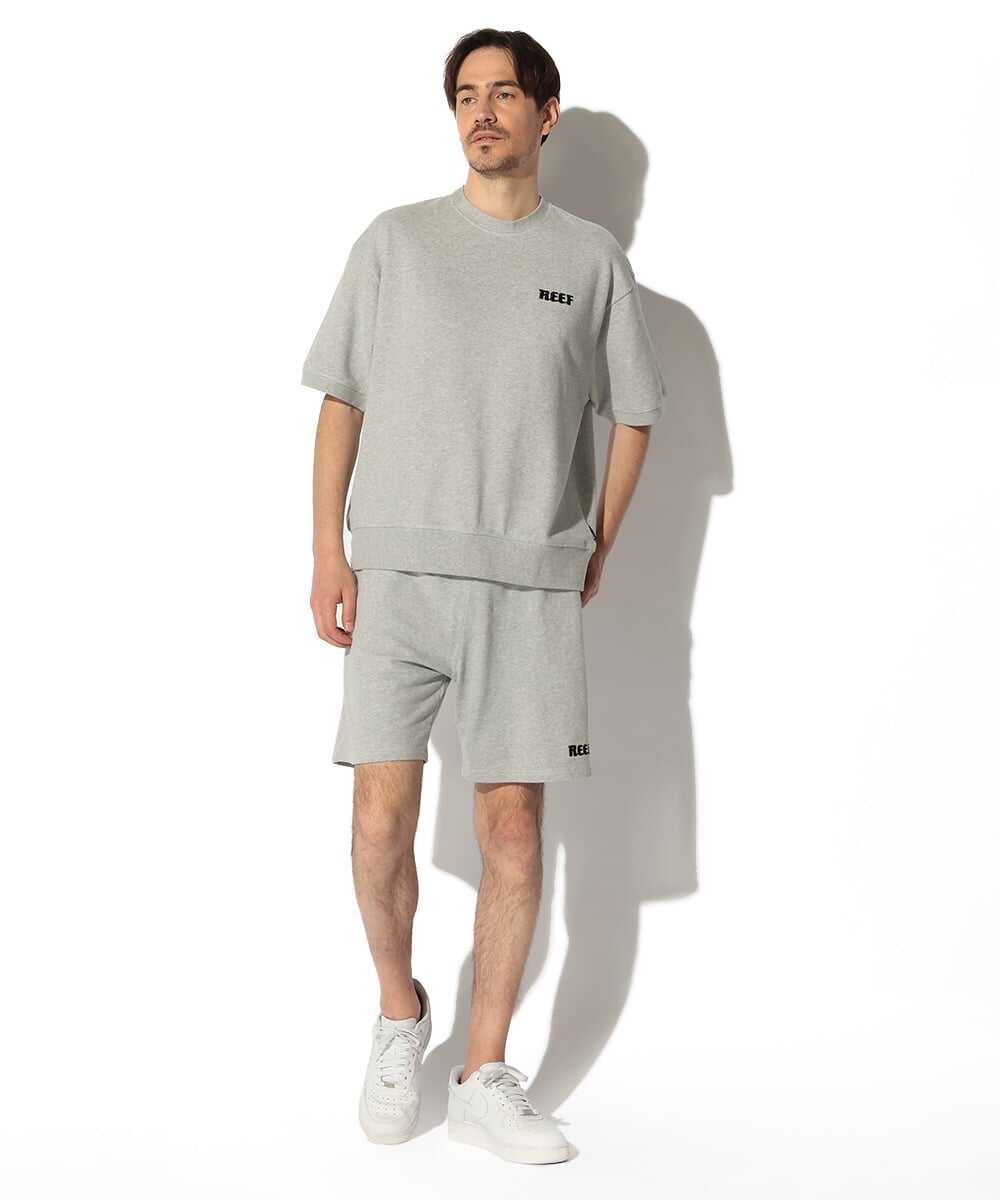 ロゴ刺繍 スウェット半袖Tシャツ