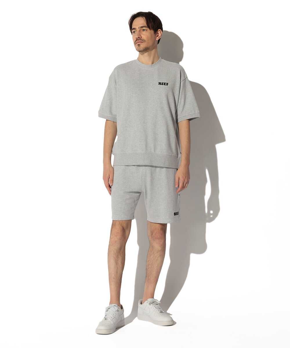 ロゴ刺繍リブ スウェットショーツ