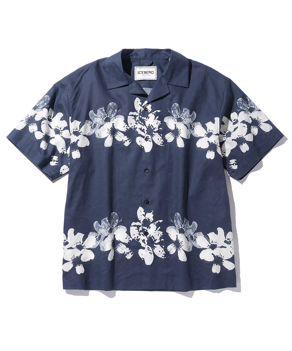 ハワイアン フラワープリント オープンカラーシャツ