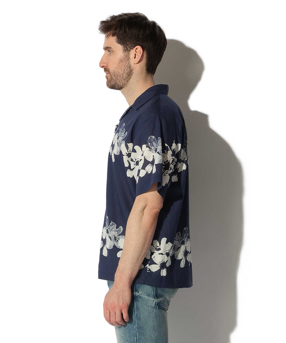 ハワイアン フラワープリント オープンカラーシャツ