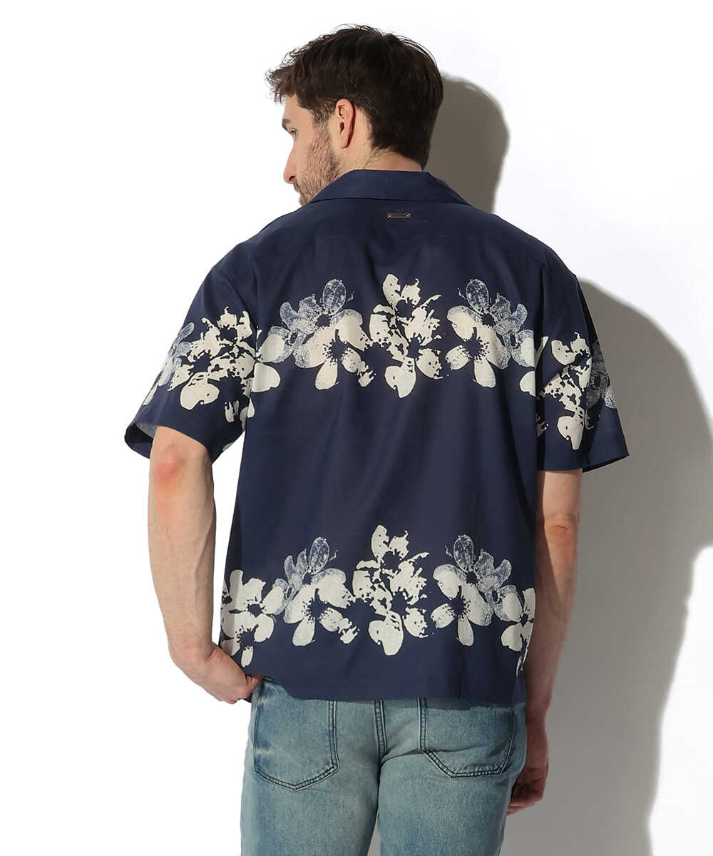 ハワイアン フラワープリント オープンカラーシャツ