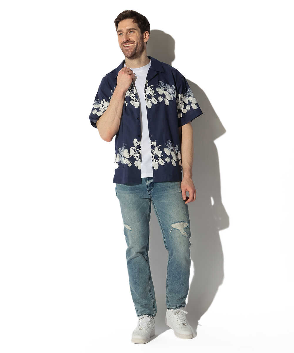 ハワイアン フラワープリント オープンカラーシャツ