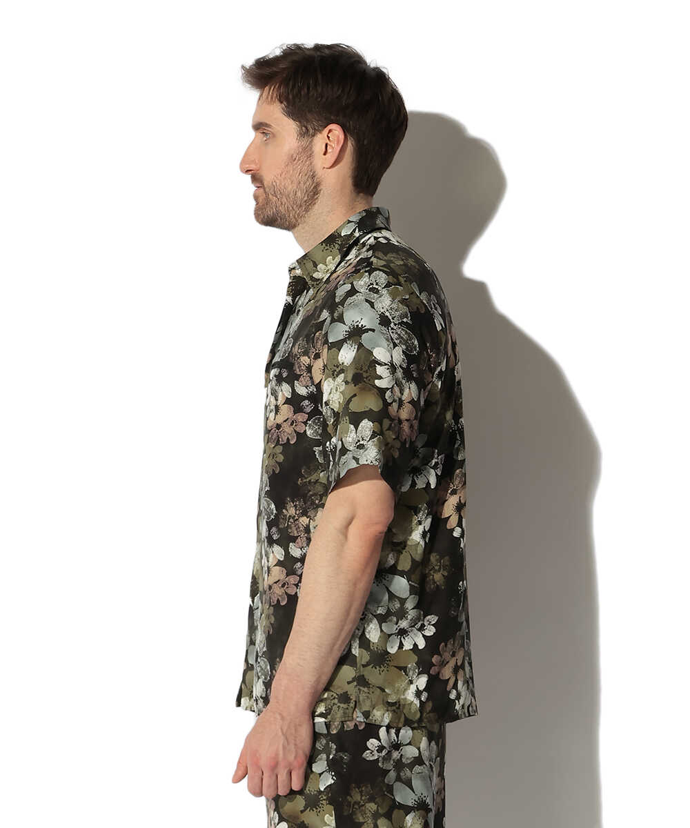 フラワー総柄プリントシャツ