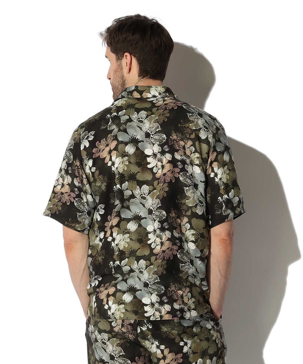 フラワー総柄プリントシャツ