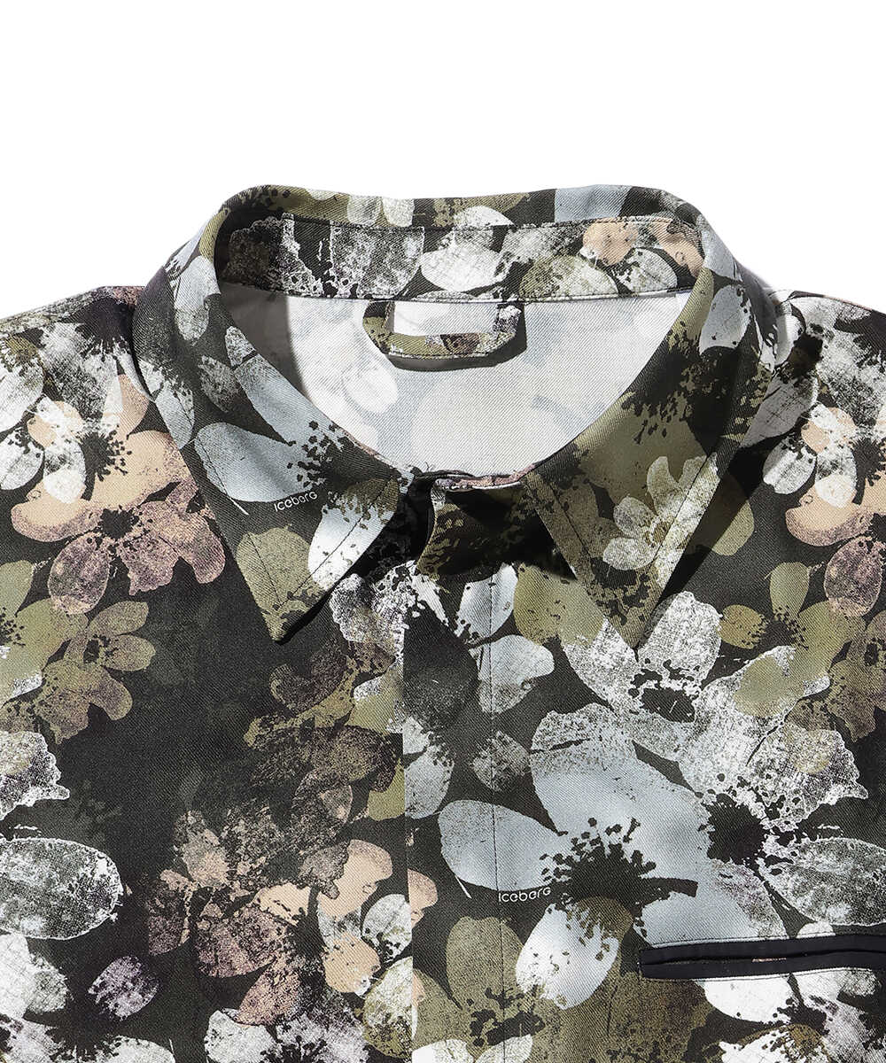 フラワー総柄プリントシャツ