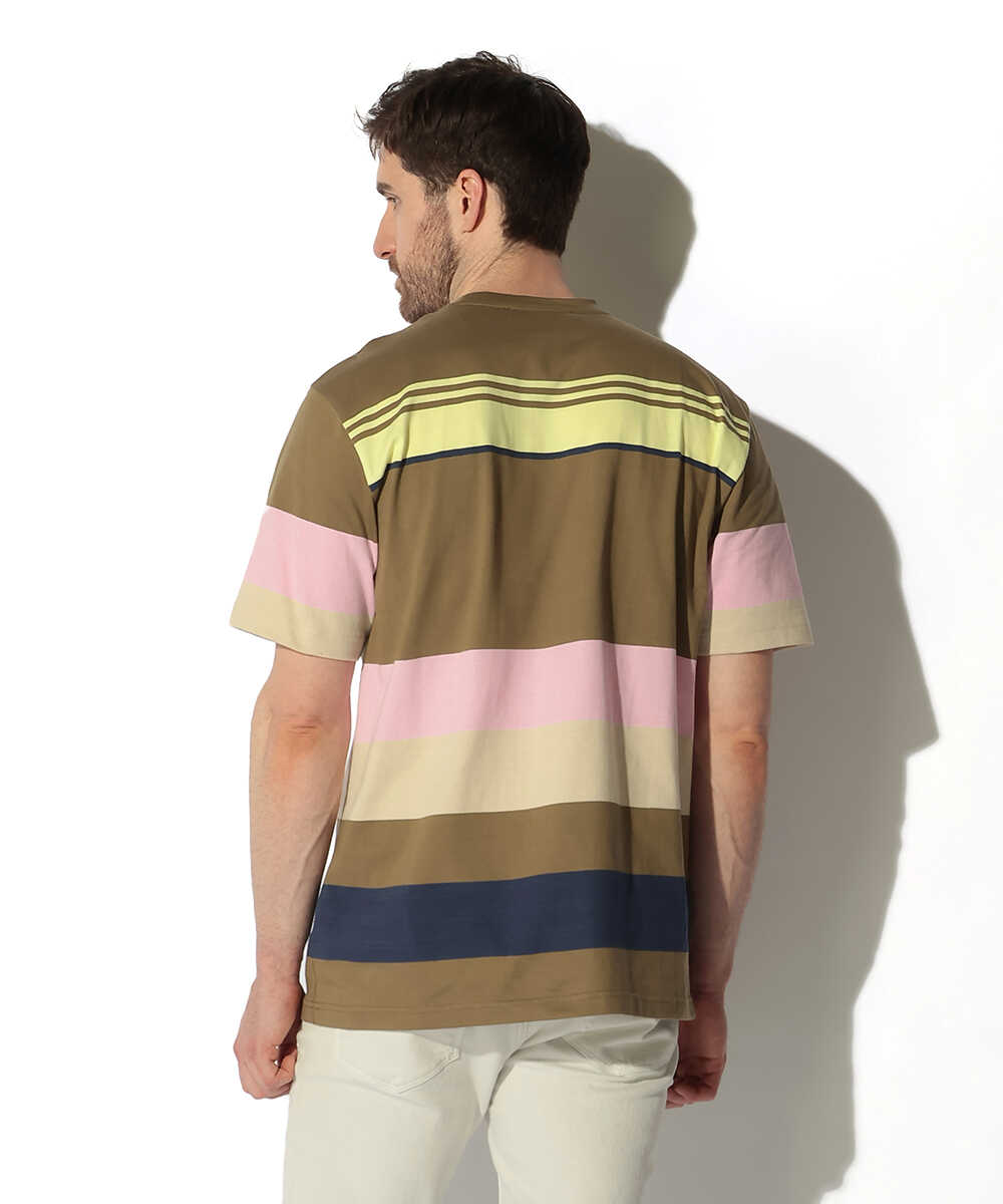 ロゴ刺繍 マルチボーダーTシャツ