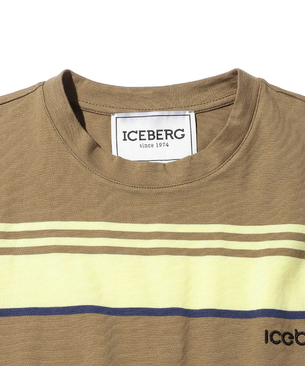 ロゴ刺繍 マルチボーダーTシャツ