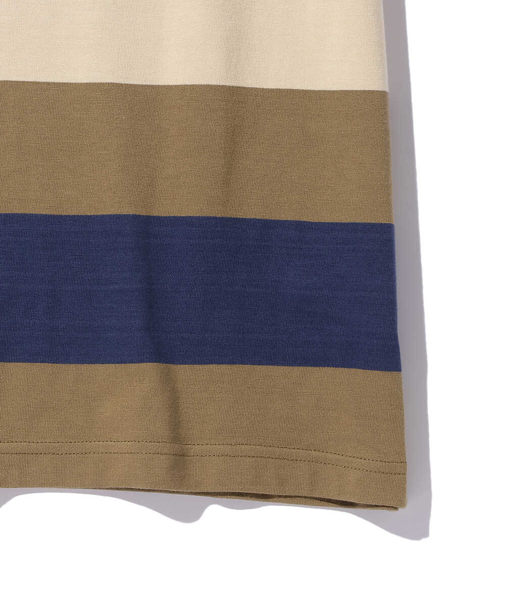 ロゴ刺繍 マルチボーダーTシャツ