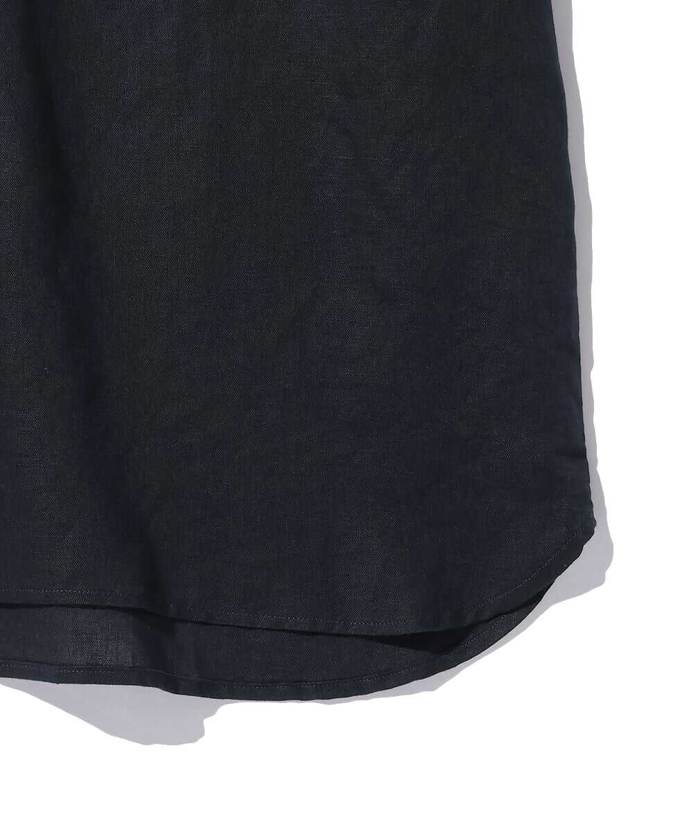 綿麻素材 スタンドカラーシャツ