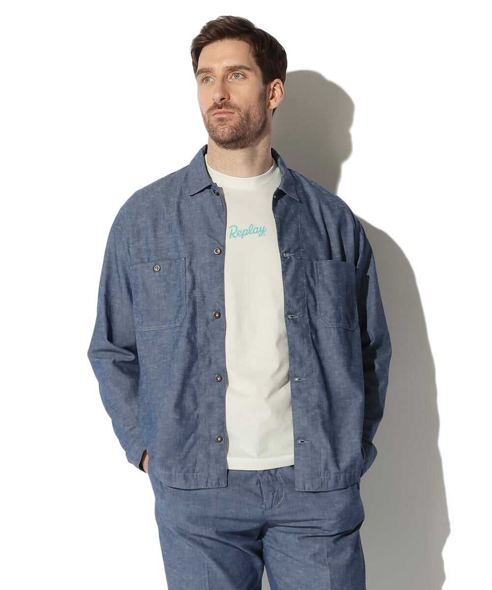 シャンブレーオーバーシャツ