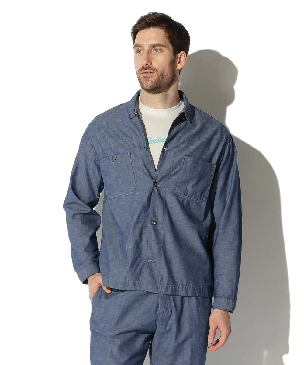 シャンブレーオーバーシャツ