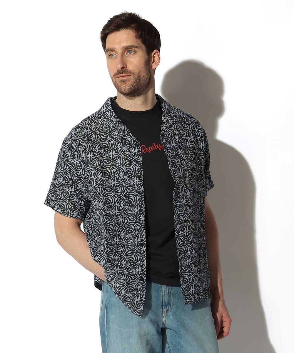 リーフプリント リラックス フィットシャツ