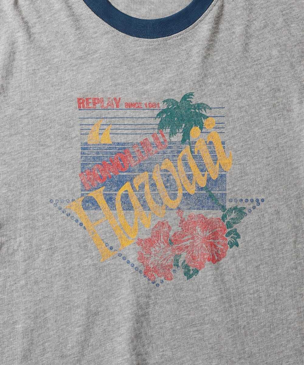 コットンジャージ HAWAIプリントTシャツ