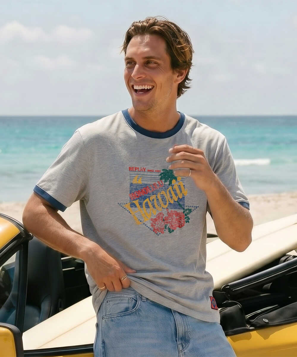 コットンジャージ HAWAIIプリントTシャツ