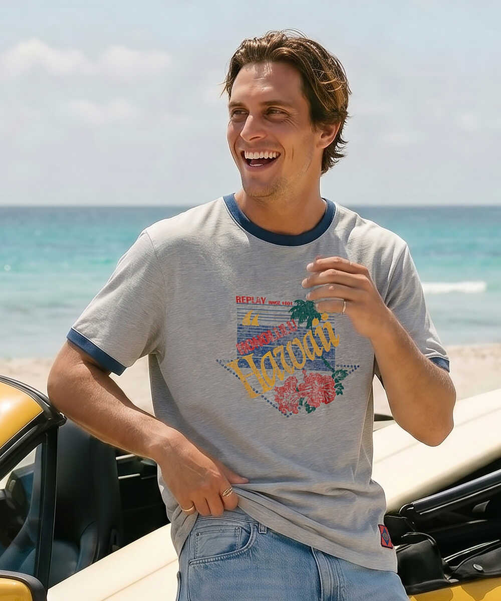 コットンジャージ HAWAIIプリントTシャツ