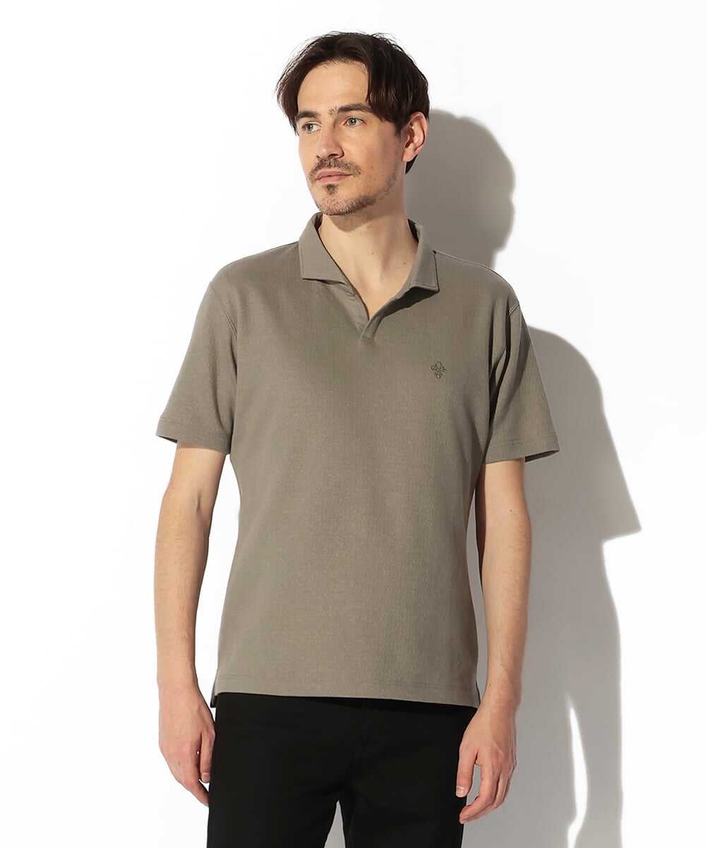 ダブルジャカード スキッパーポロシャツ