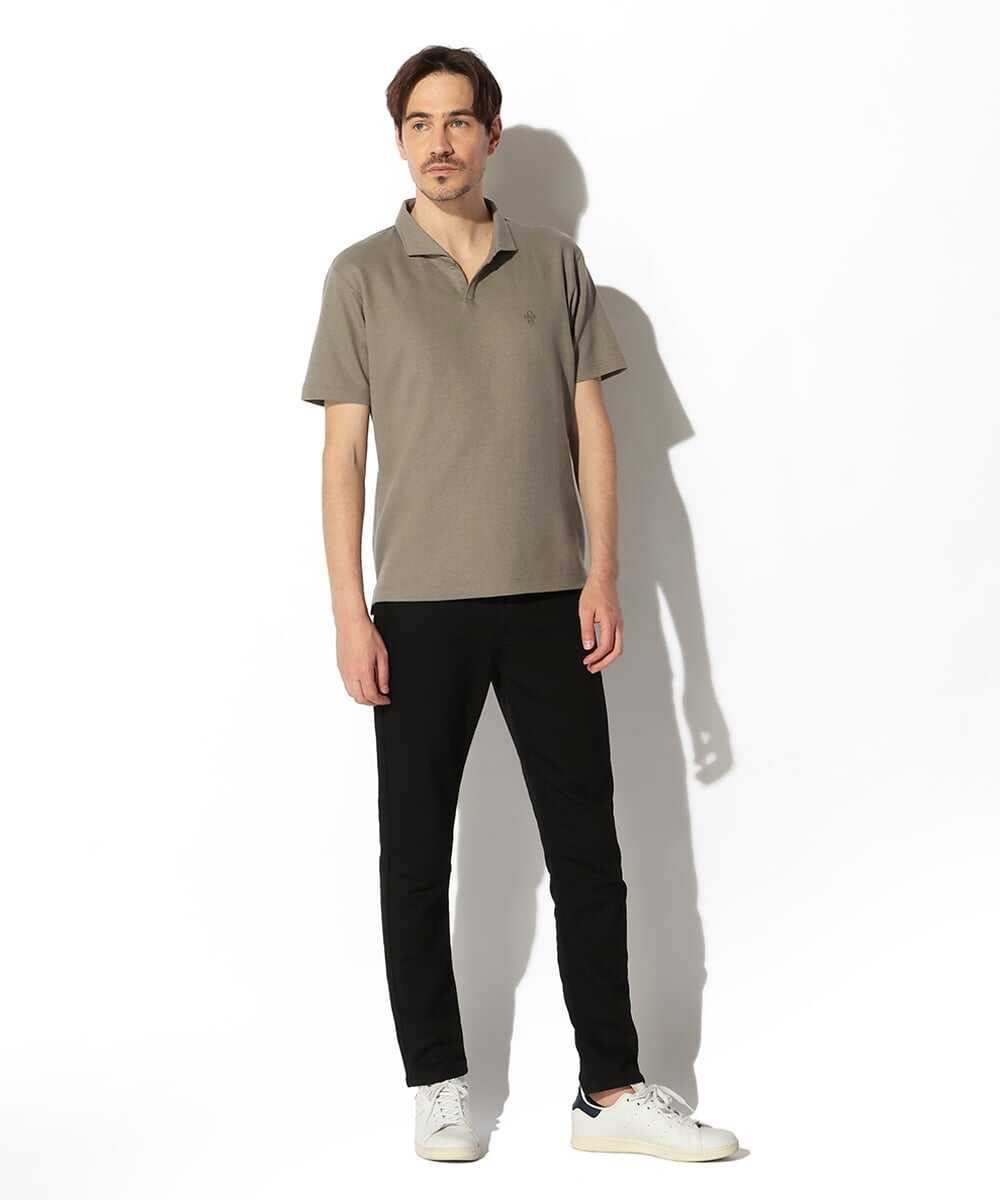 ダブルジャカード スキッパーポロシャツ