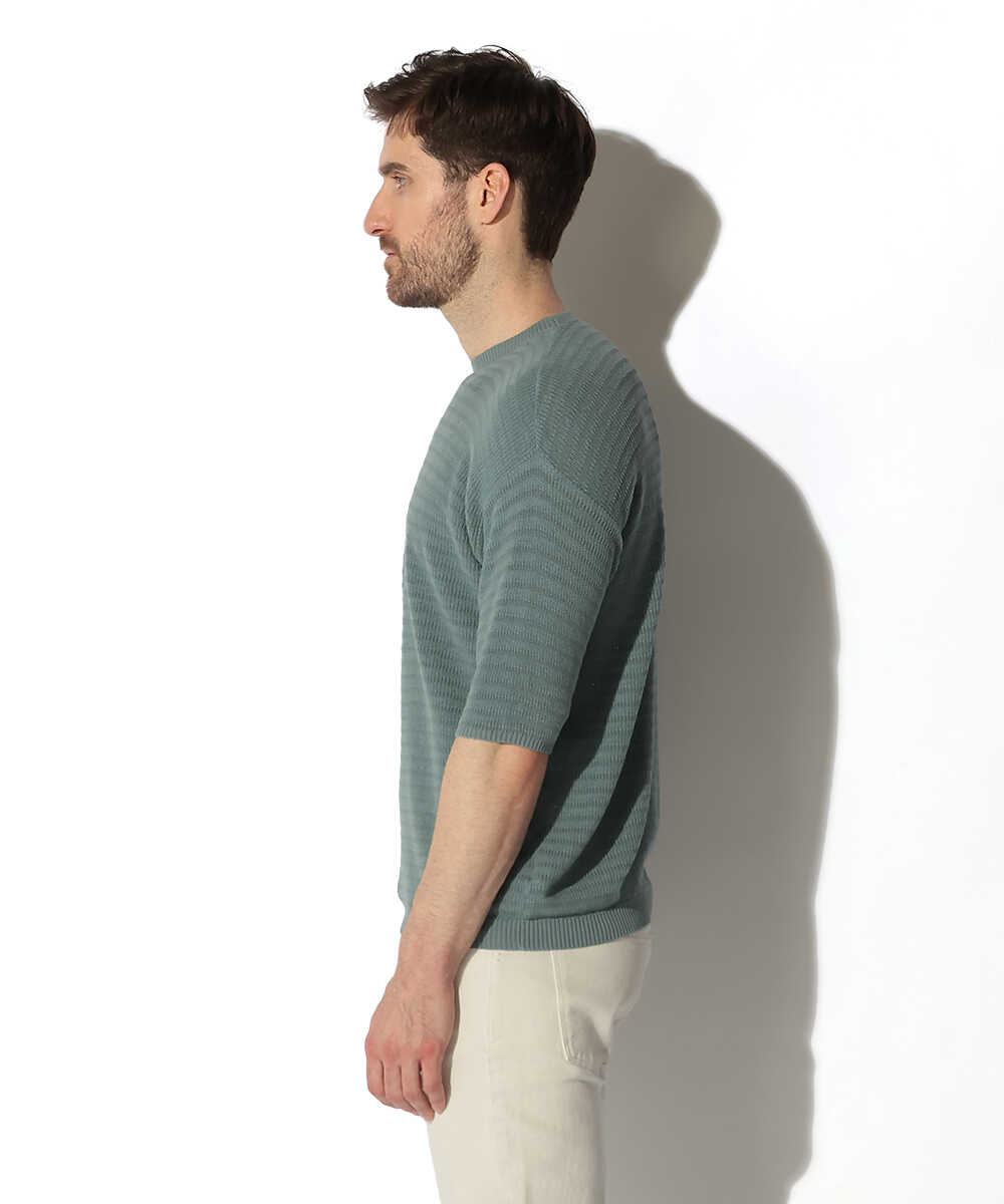 ハーフスリーブ リブニットTシャツ