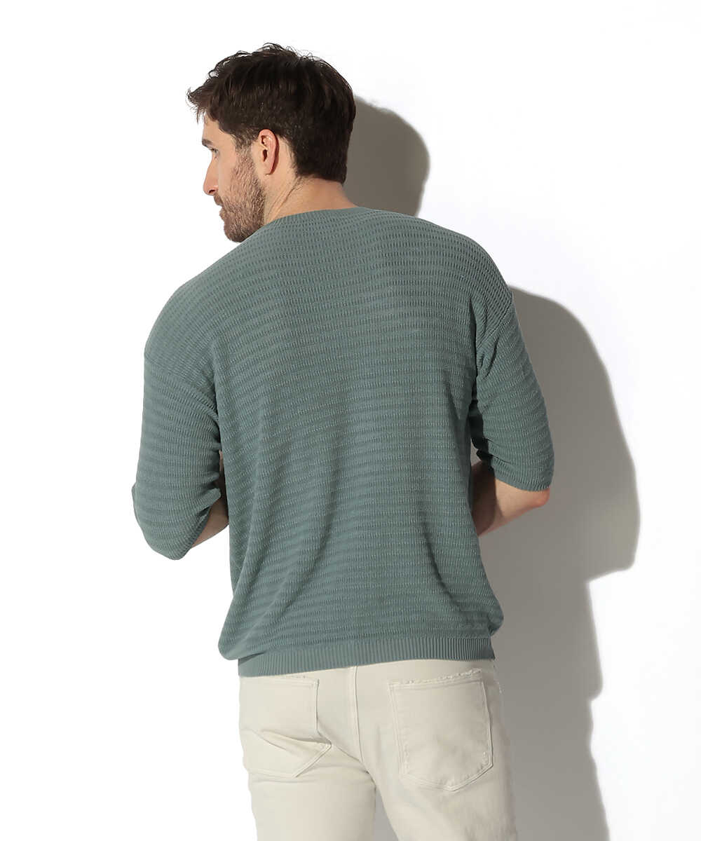 ハーフスリーブ リブニットTシャツ