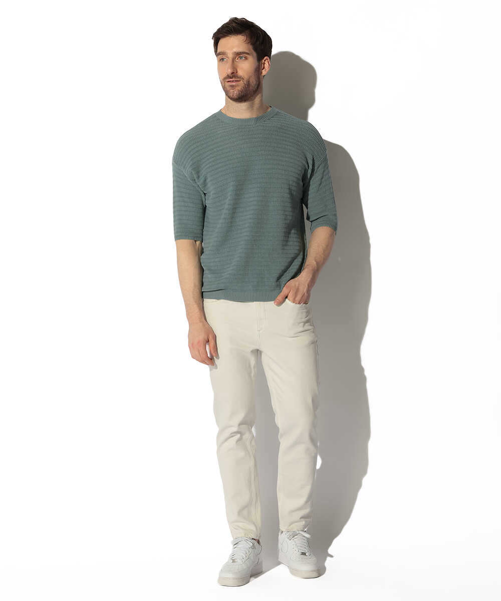 ハーフスリーブ リブニットTシャツ