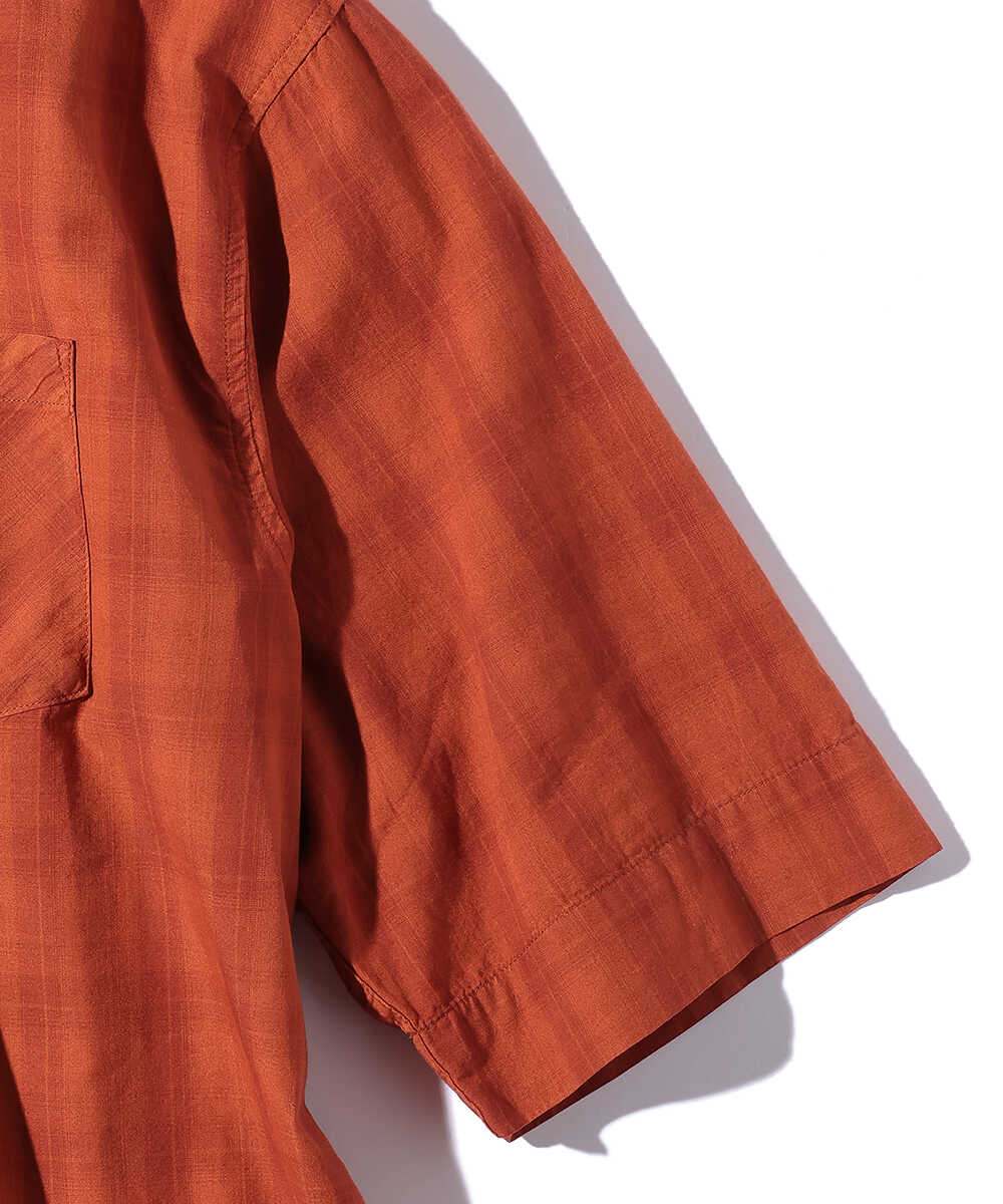 ヘンリーネックチェックシャツ